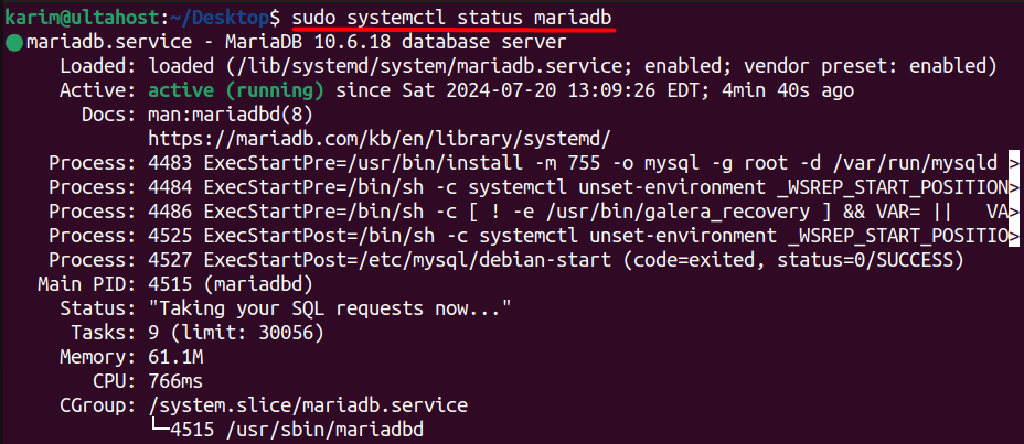 sudo-systemctl-status-mariadb