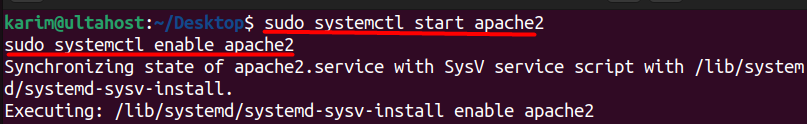 start apache2 and enable