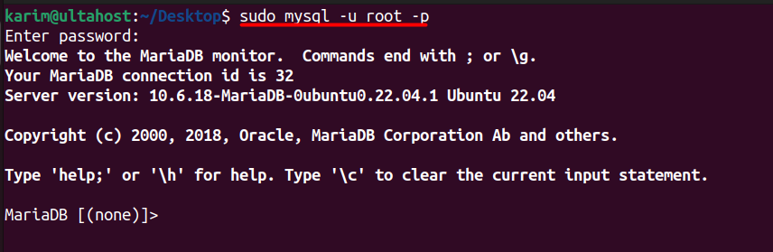 sudo-mysql-u-root-p