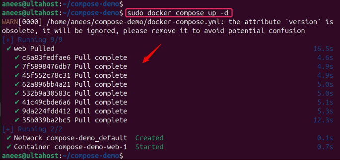 running docker compose