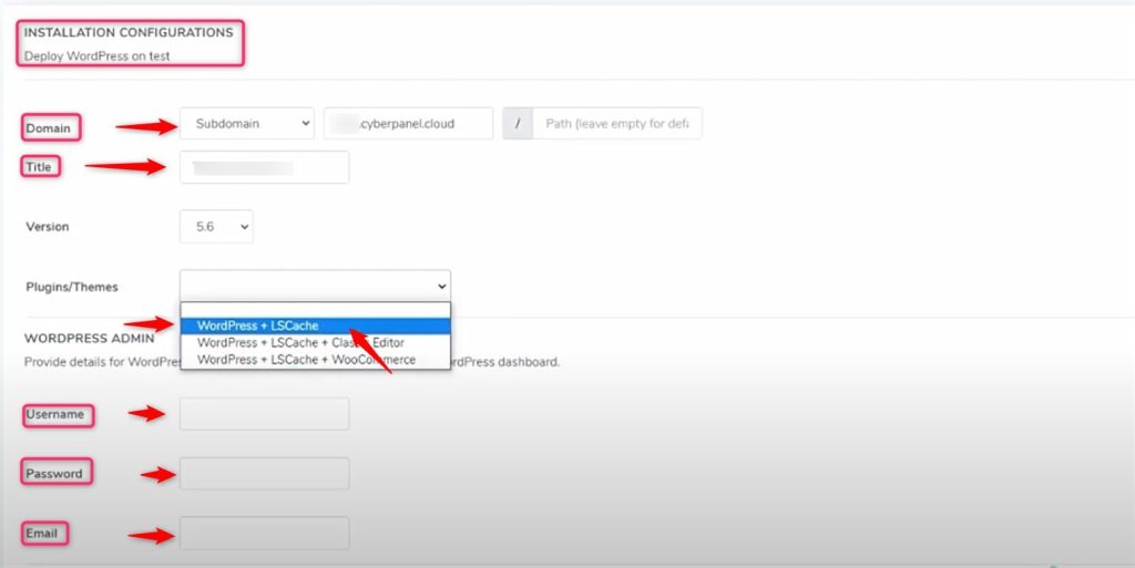 configure the domain settings