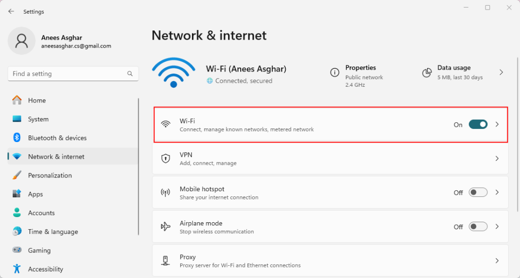 Choose Network Type