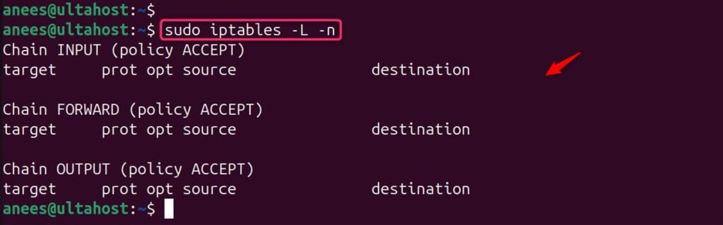 existing port forwarding rules