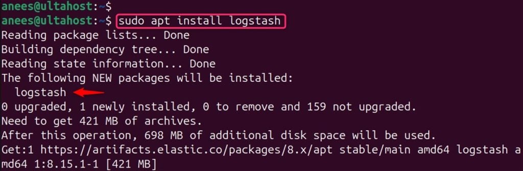 install logstash using apt