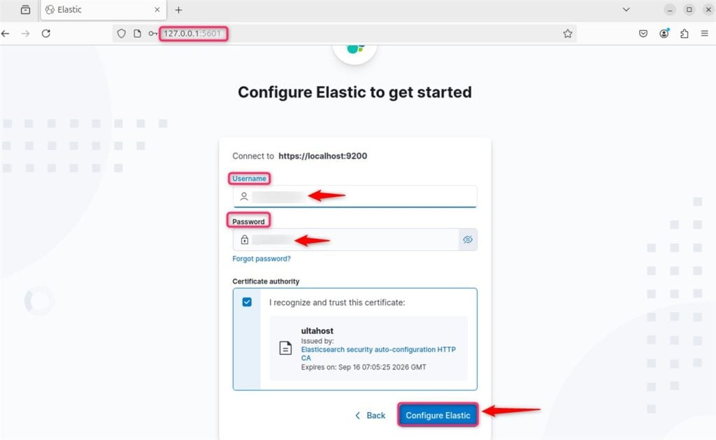 configure kibana  manually