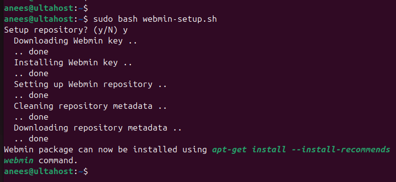 run webmin repository script using bash