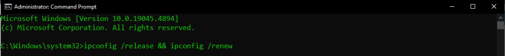 ipconfig release and renew