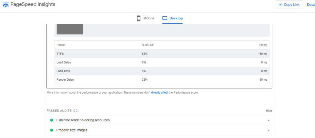 page speed insights