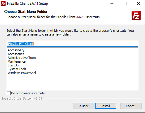 Start Menu Filezilla