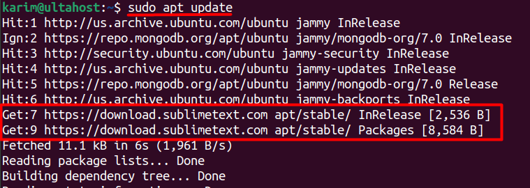 sudo apt update