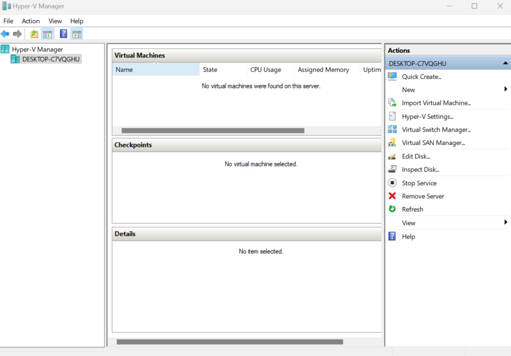 Hyper V manager