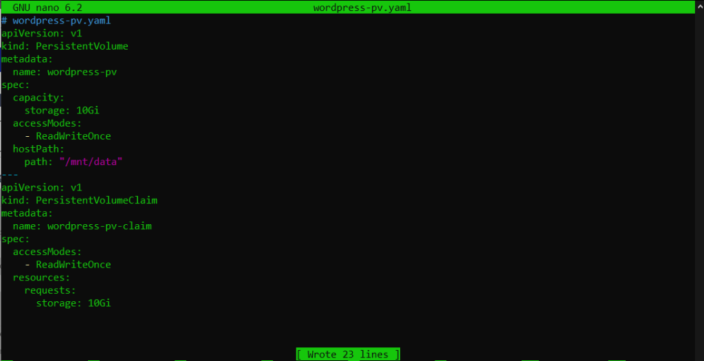 wordpress persistent volume