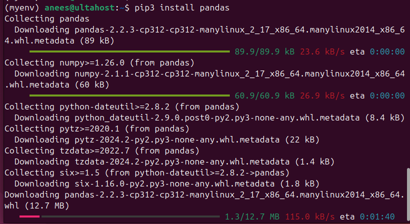 installing pandas