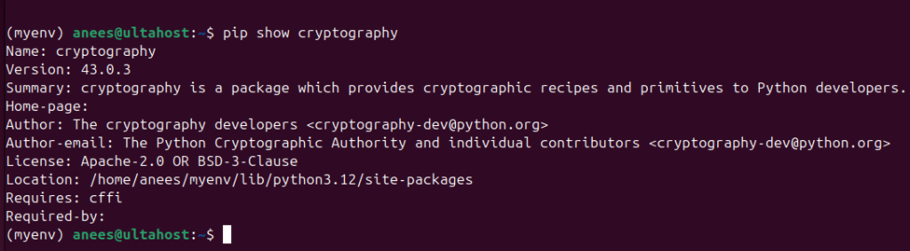 confirm cryptography installation linux