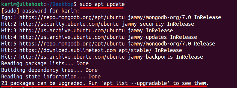 sudo apt update