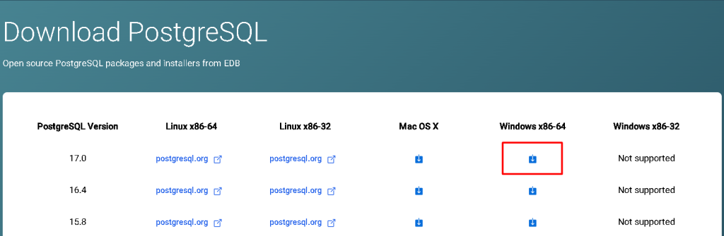 download postgreSQL