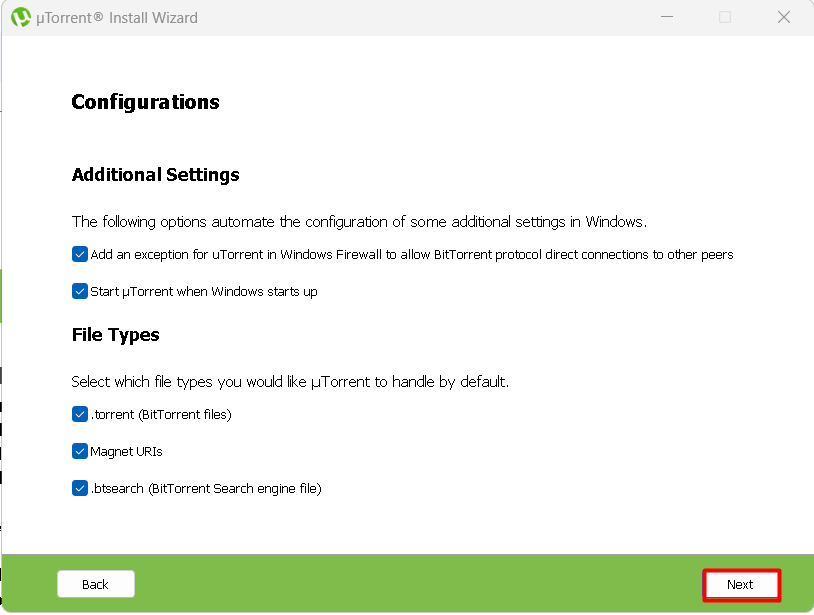 configuration settings