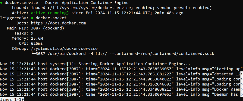 docker running