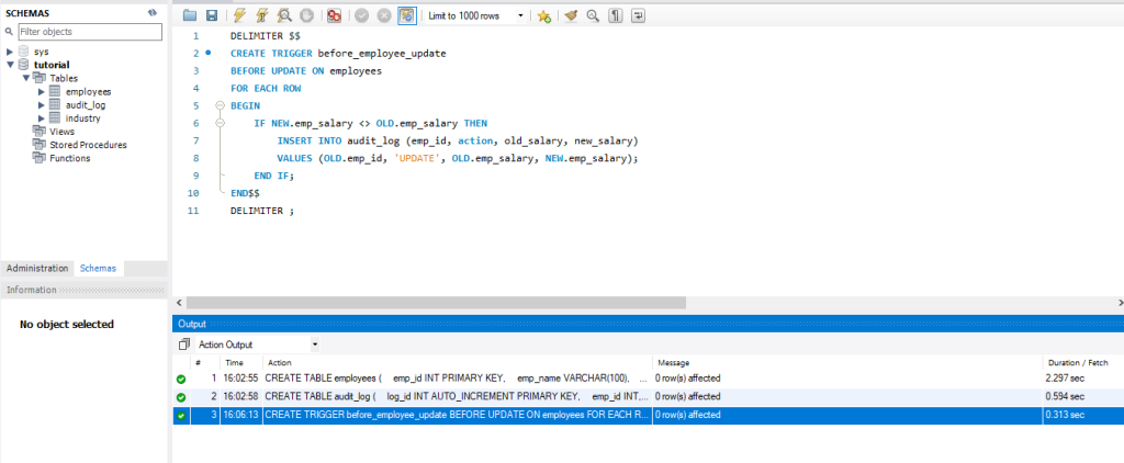 mysql triggers