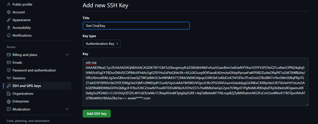 add SSH key GitHub