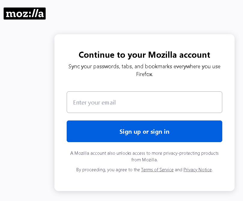 sign up mozilla