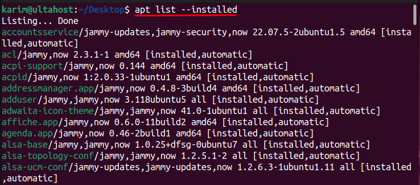 apt list installed