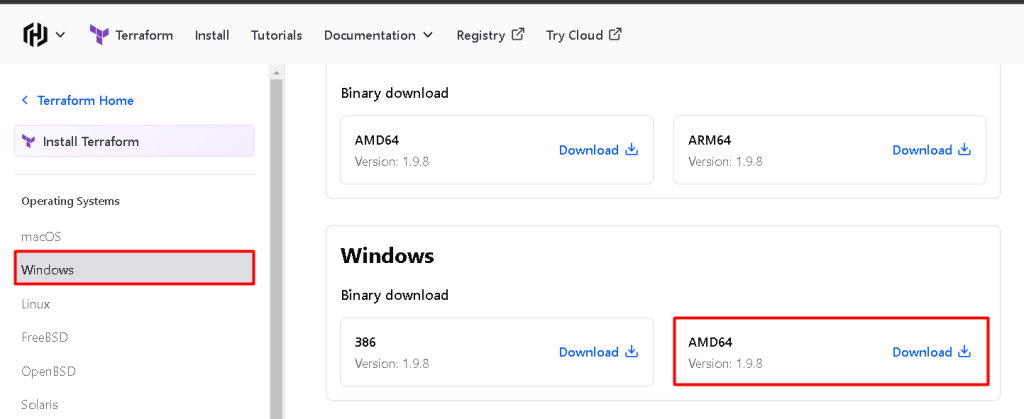 Terraform install