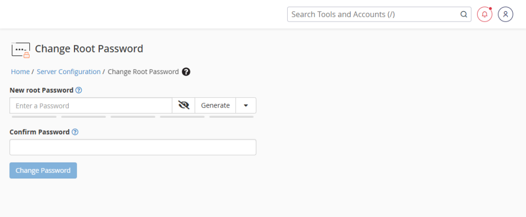 Change root password