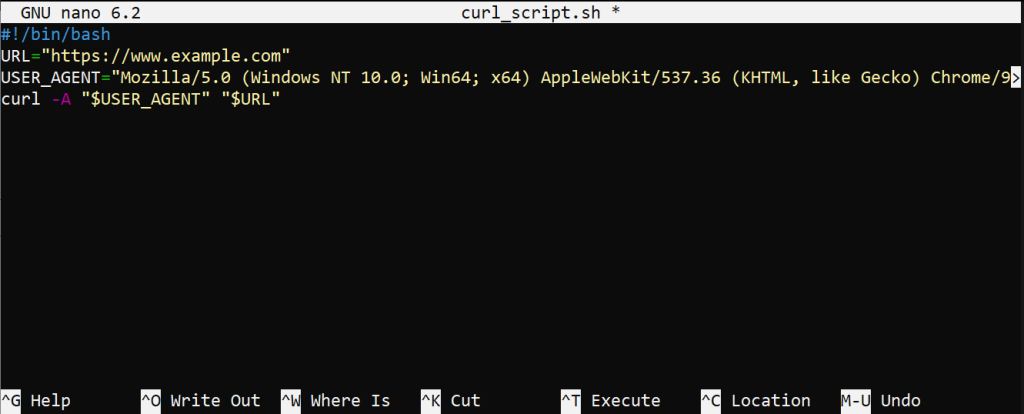 curl user agent bash