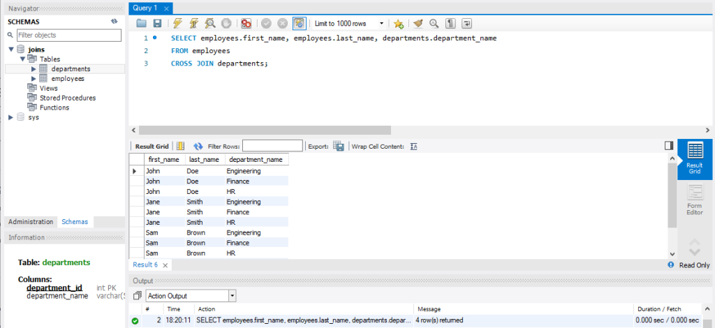 cross mysql joins