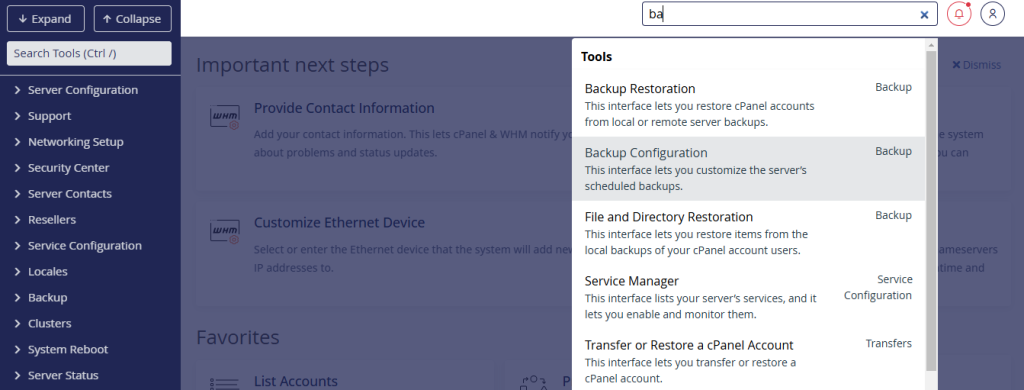 backup configuration