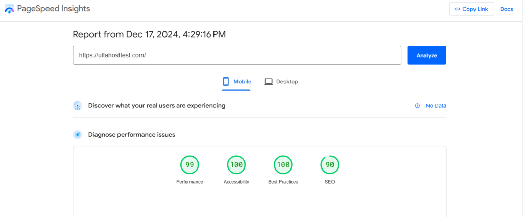 page speed insights