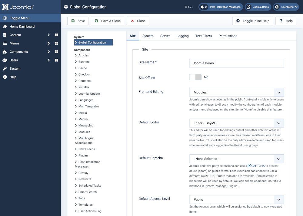 configure joomla