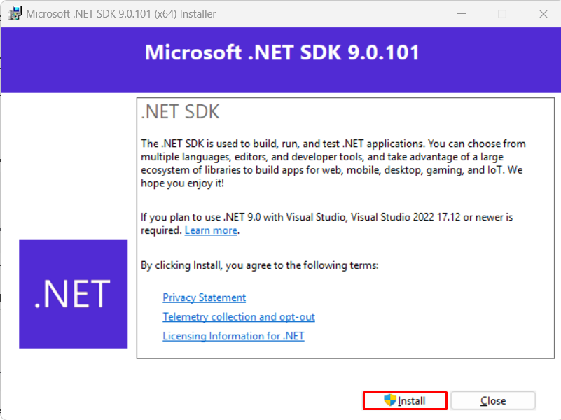 install .net