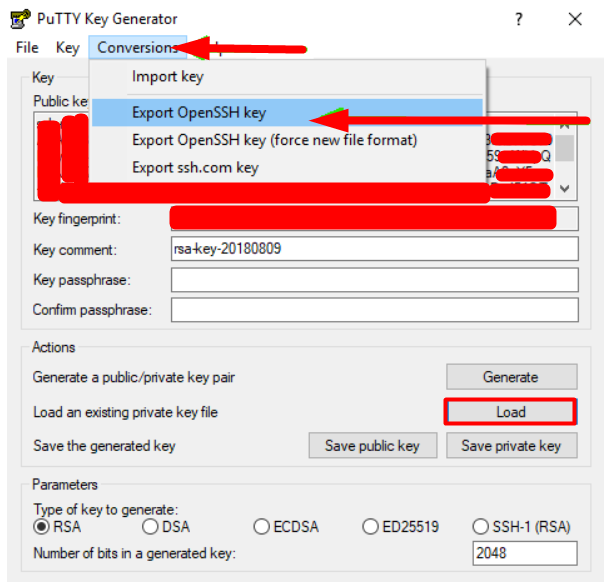 Open SSH key