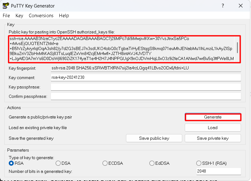 Generate PuTTY Key error