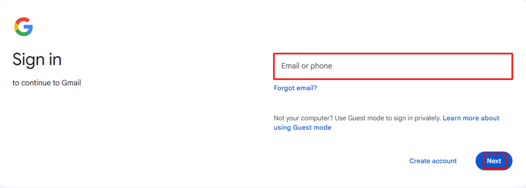 sign in email