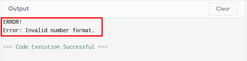 format invalid