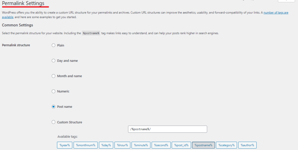 permalink settings
