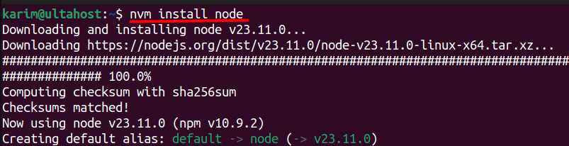 nvm install node