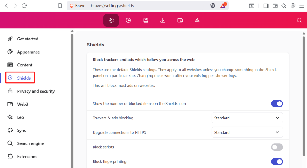 customizing brave shield