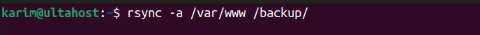 rsync -a command to back up /var/www to /backup directory