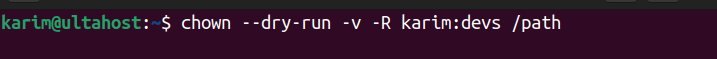 chown --dry-run used to simulate recursive ownership change in Linux