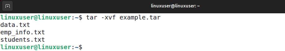 Extract tar Files in Linux