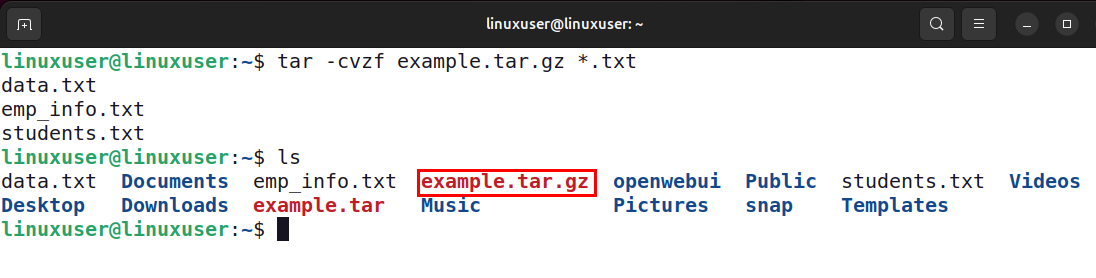 Compress a tar Archive with gzip