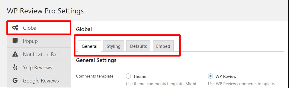 configuring global settings