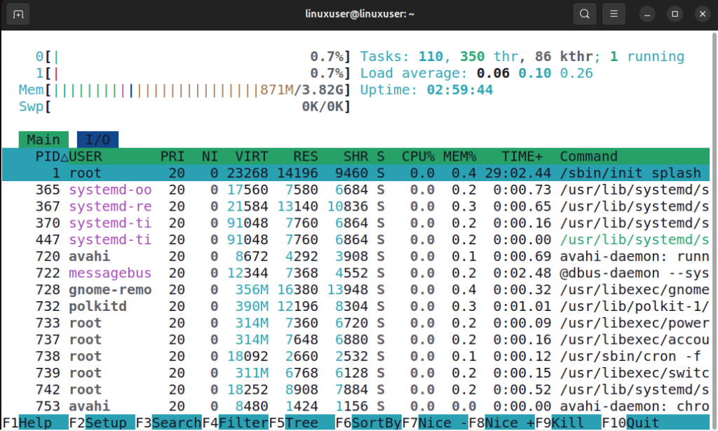 Sort Processes by a Specific Column Using htop