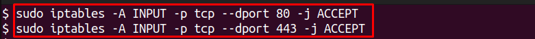allowing web traffic through 80 and 443