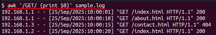 matching patterns using awk
