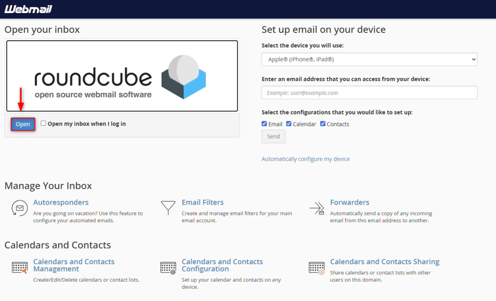 open your email inbox